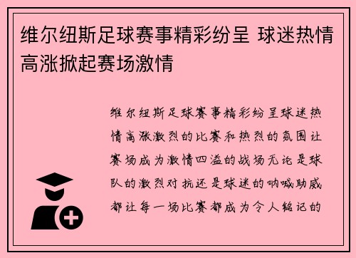 维尔纽斯足球赛事精彩纷呈 球迷热情高涨掀起赛场激情